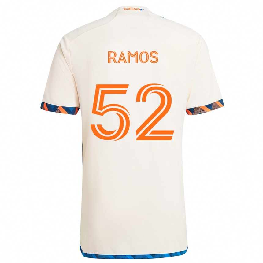 Kids Football Yair Ramos #52 White Orange Away Jersey 2024/25 T-Shirt Uk