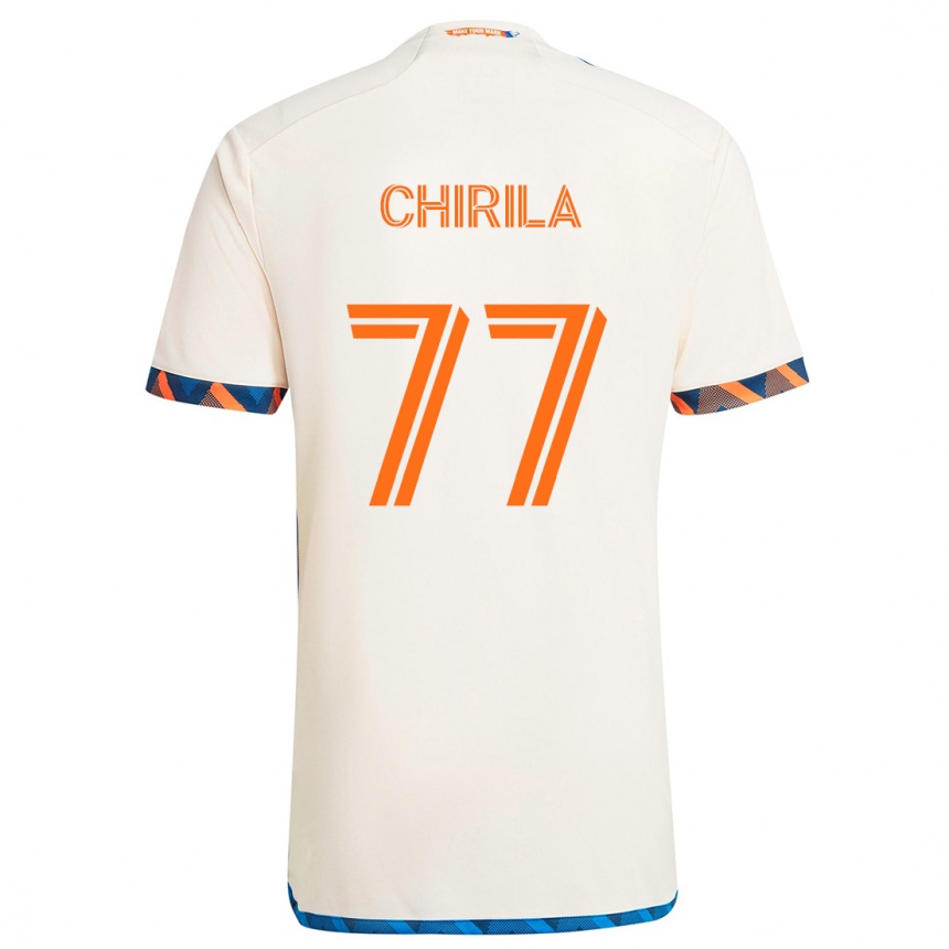 Kids Football Stefan Chirila #77 White Orange Away Jersey 2024/25 T-Shirt Uk