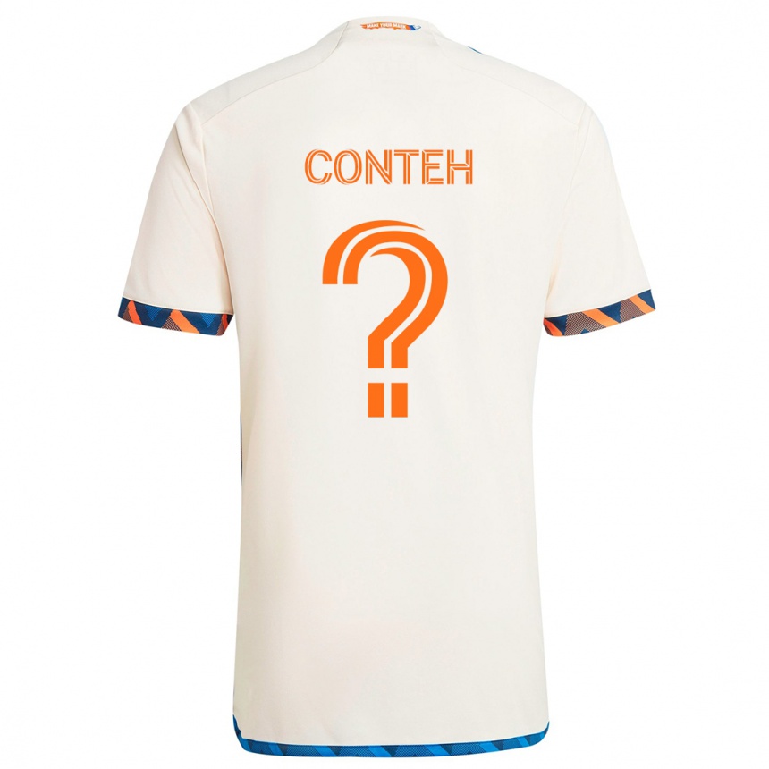 Kids Football Haroun Conteh #0 White Orange Away Jersey 2024/25 T-Shirt Uk