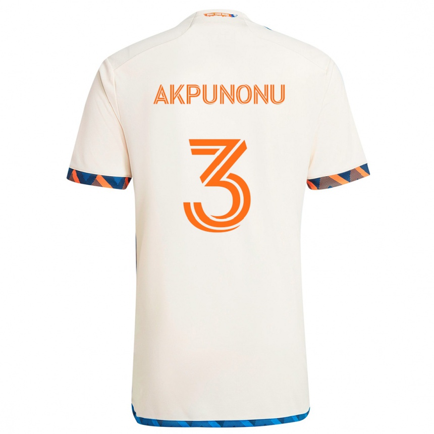 Kids Football Joey Akpunonu #3 White Orange Away Jersey 2024/25 T-Shirt Uk