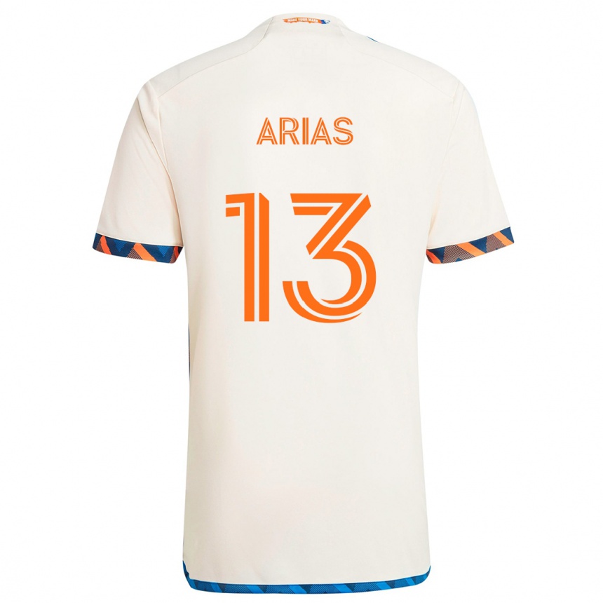 Kids Football Santiago Arias #13 White Orange Away Jersey 2024/25 T-Shirt Uk