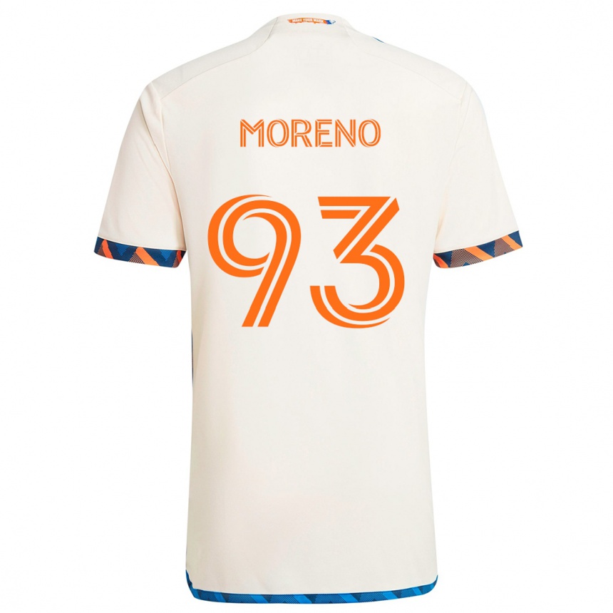 Kids Football Júnior Moreno #93 White Orange Away Jersey 2024/25 T-Shirt Uk