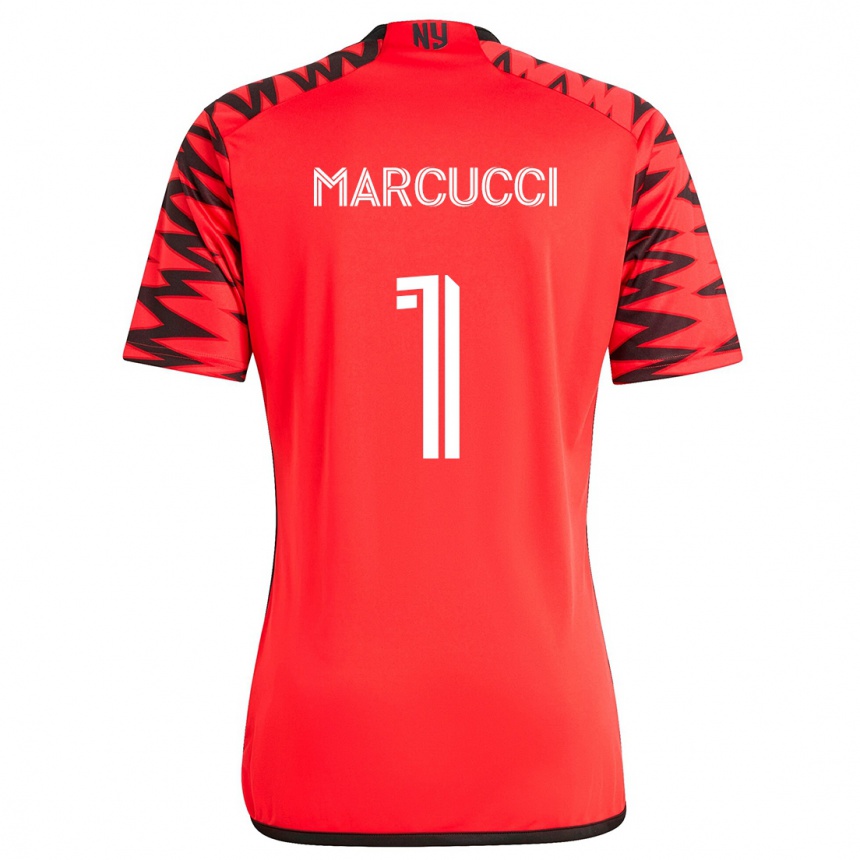 Kids Football Aj Marcucci #1 Red Black White Away Jersey 2024/25 T-Shirt Uk