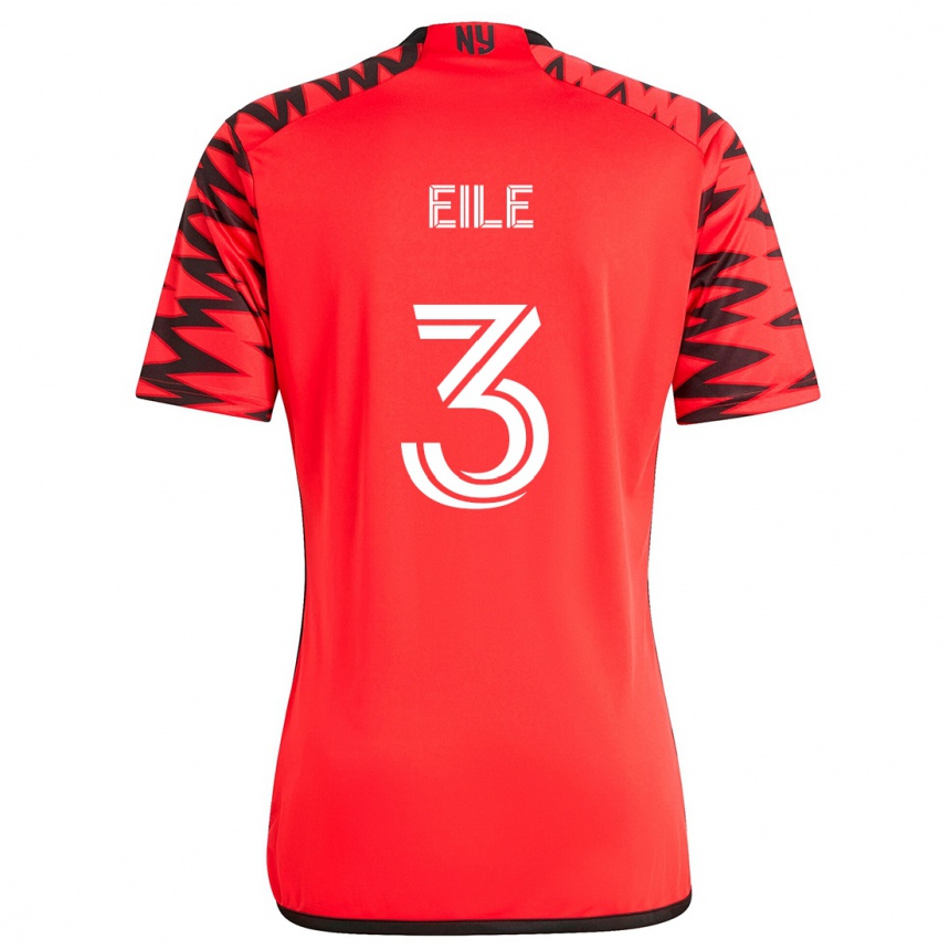 Kids Football Noah Eile #3 Red Black White Away Jersey 2024/25 T-Shirt Uk