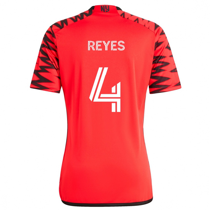 Kids Football Andrés Reyes #4 Red Black White Away Jersey 2024/25 T-Shirt Uk