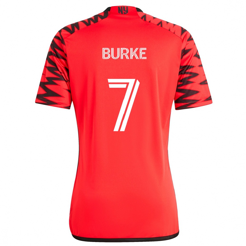 Kids Football Cory Burke #7 Red Black White Away Jersey 2024/25 T-Shirt Uk