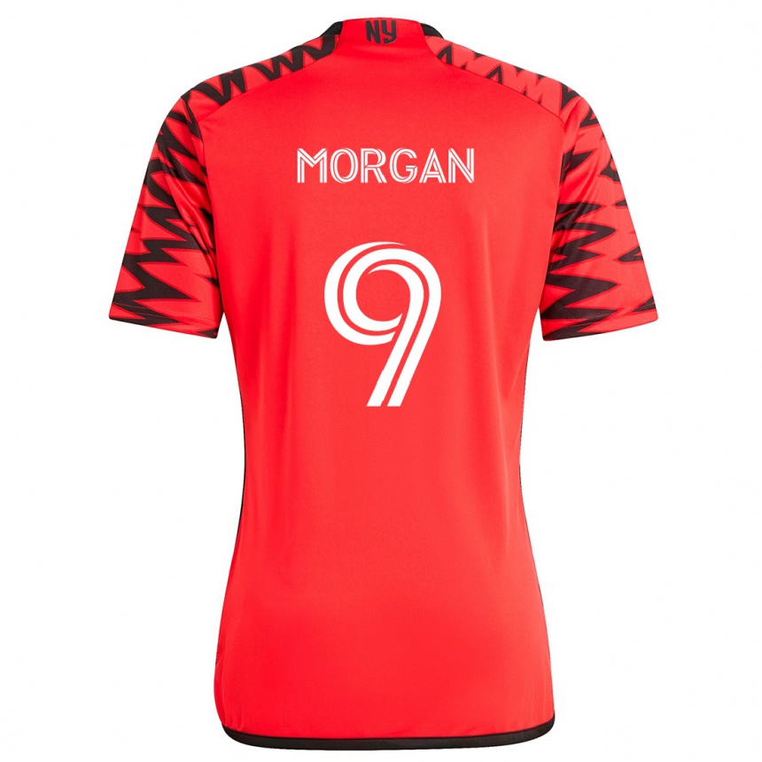 Kids Football Lewis Morgan #9 Red Black White Away Jersey 2024/25 T-Shirt Uk