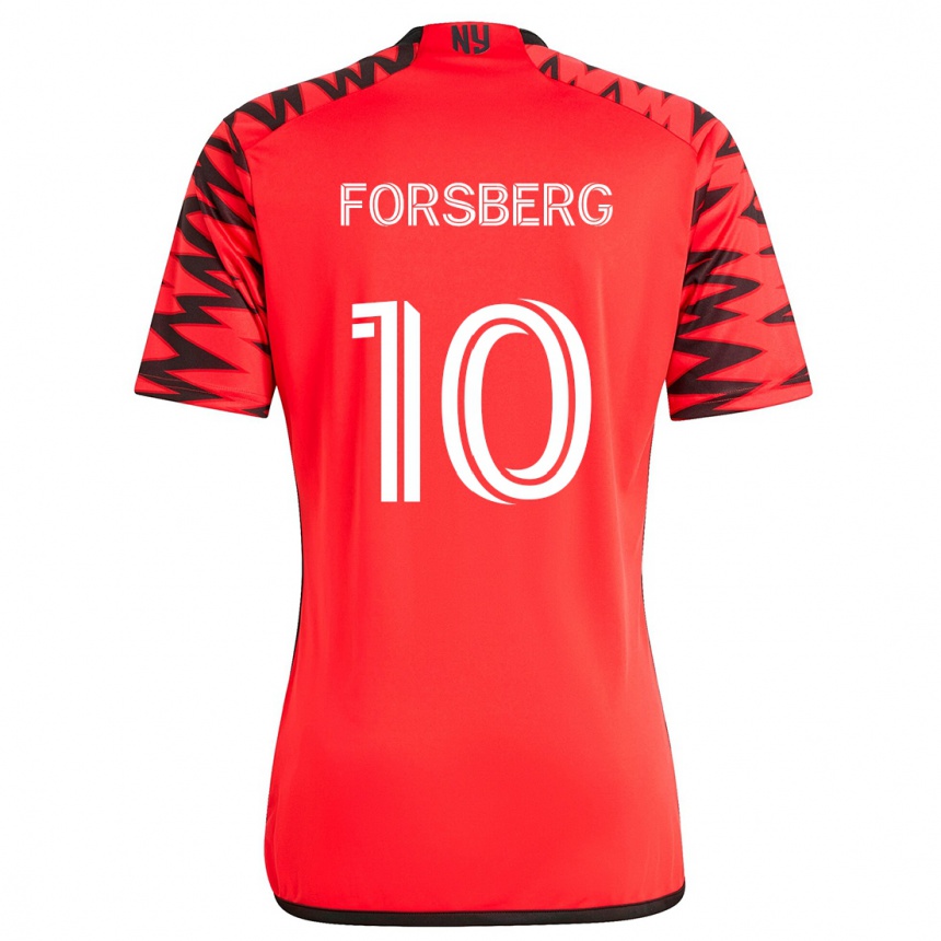 Kids Football Emil Forsberg #10 Red Black White Away Jersey 2024/25 T-Shirt Uk