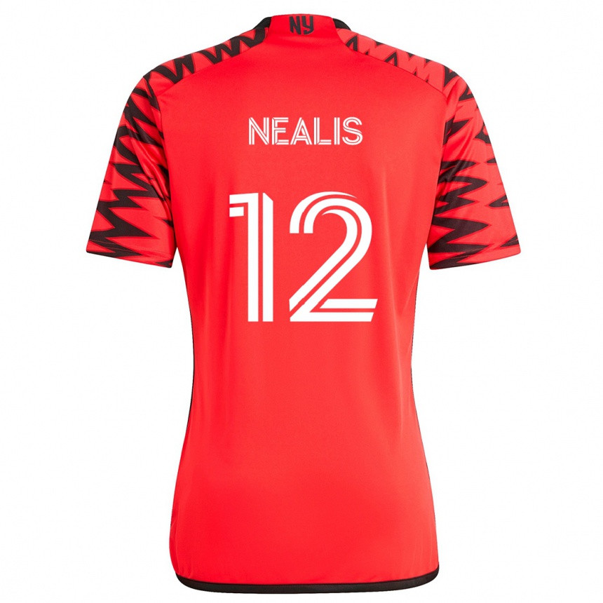 Kids Football Dylan Nealis #12 Red Black White Away Jersey 2024/25 T-Shirt Uk