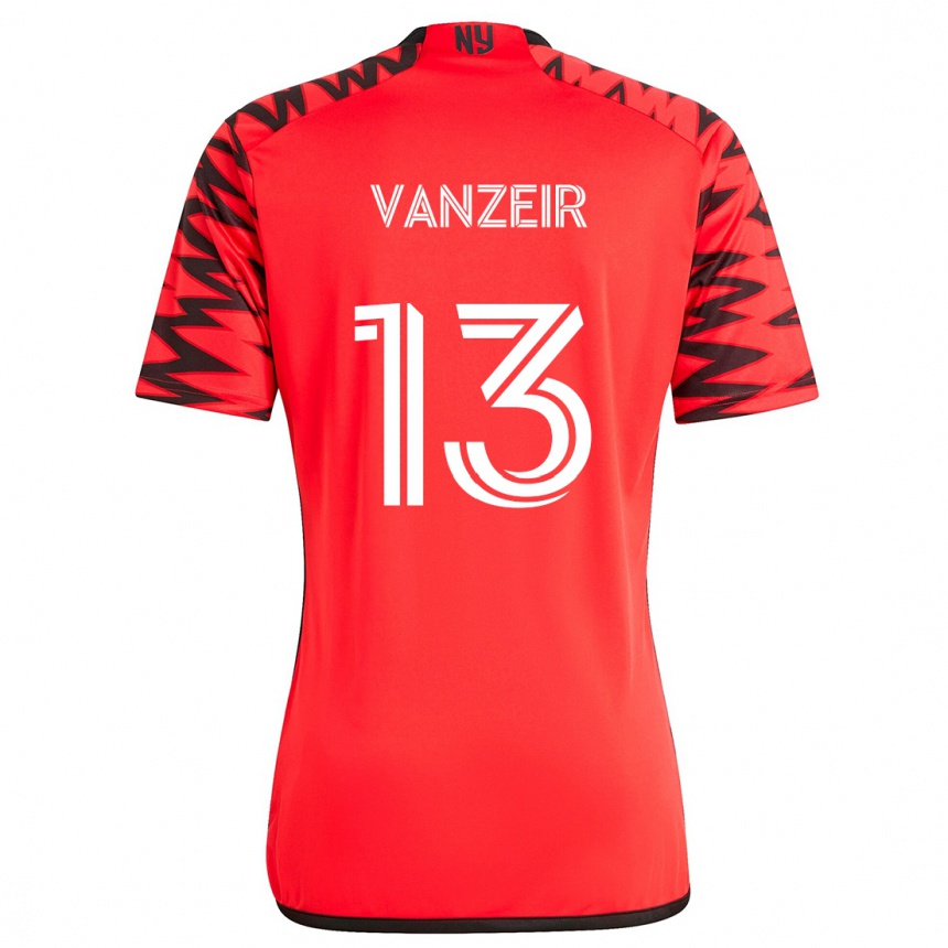 Kids Football Dante Vanzeir #13 Red Black White Away Jersey 2024/25 T-Shirt Uk