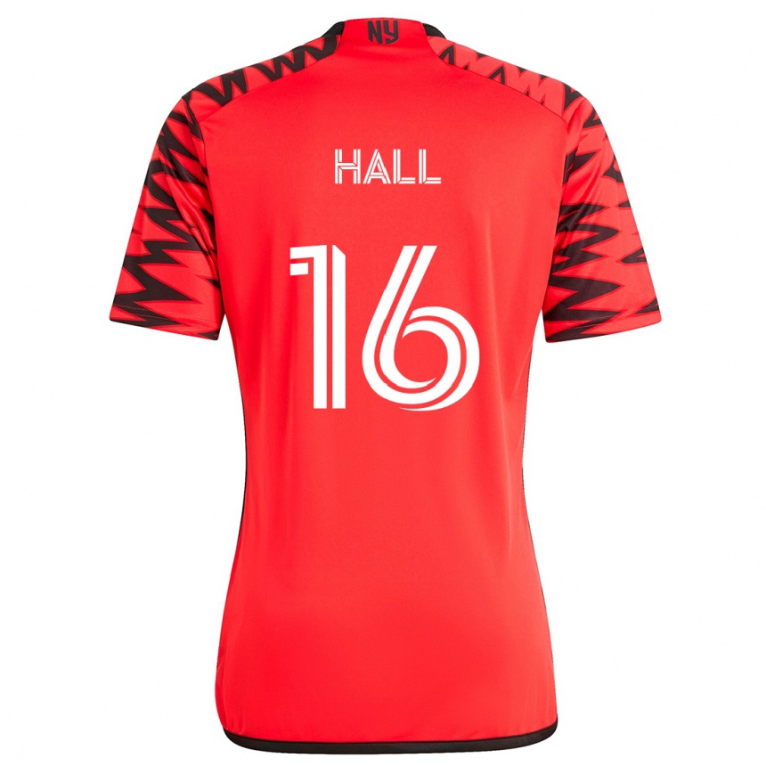 Kids Football Julian Hall #16 Red Black White Away Jersey 2024/25 T-Shirt Uk