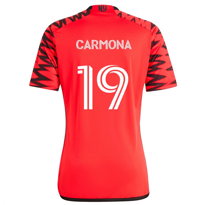 Kids Football Wikelman Carmona #19 Red Black White Away Jersey 2024/25 T-Shirt Uk