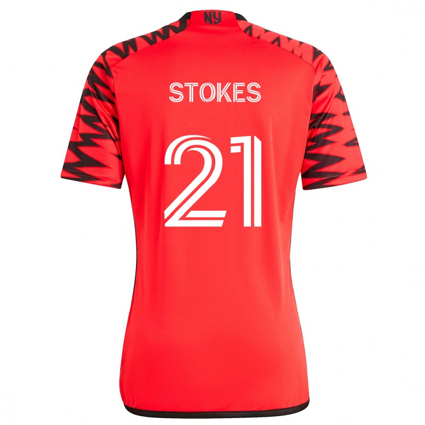 Kids Football Aidan Stokes #21 Red Black White Away Jersey 2024/25 T-Shirt Uk