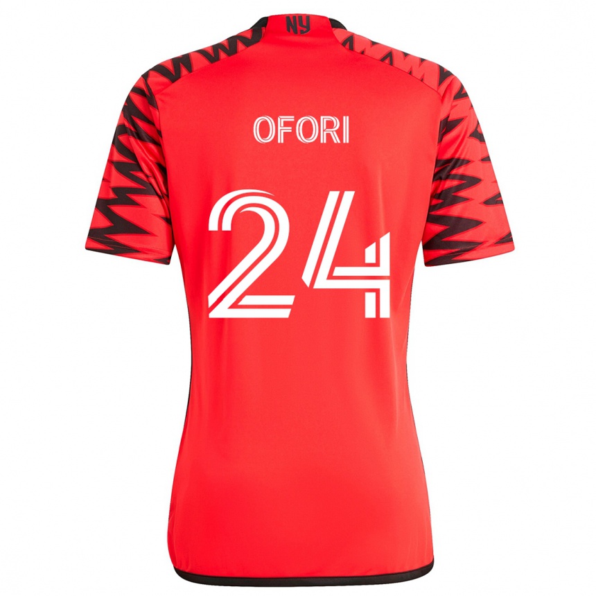 Kids Football Curtis Ofori #24 Red Black White Away Jersey 2024/25 T-Shirt Uk