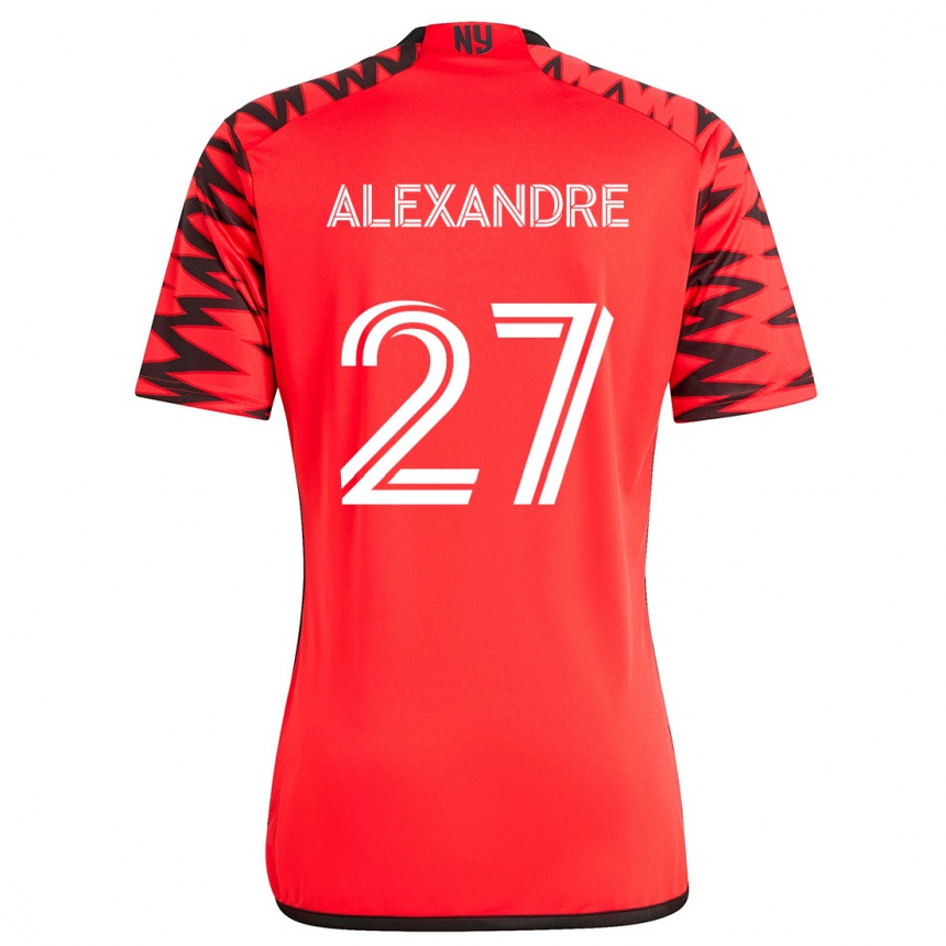 Kids Football Davi Alexandre #27 Red Black White Away Jersey 2024/25 T-Shirt Uk