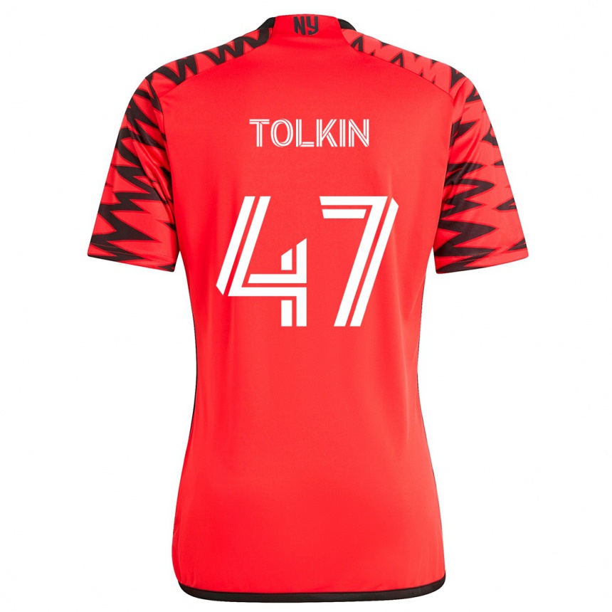 Kids Football John Tolkin #47 Red Black White Away Jersey 2024/25 T-Shirt Uk