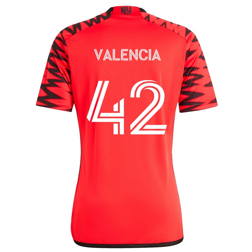 Kids Football Omar Valencia #42 Red Black White Away Jersey 2024/25 T-Shirt Uk