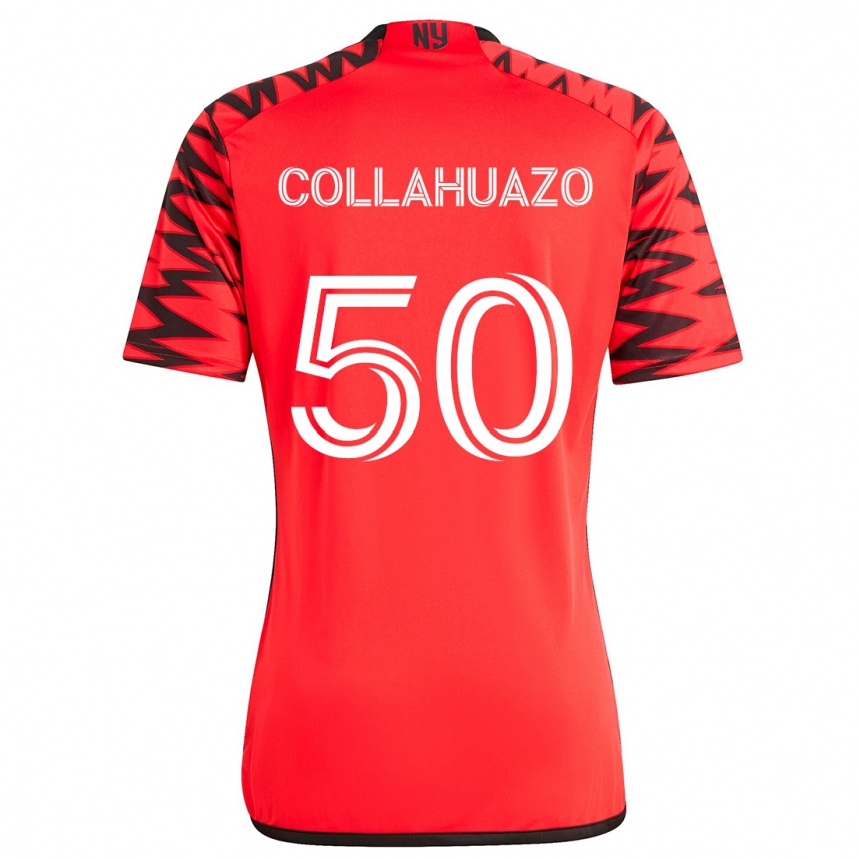 Kids Football Jair Collahuazo #50 Red Black White Away Jersey 2024/25 T-Shirt Uk