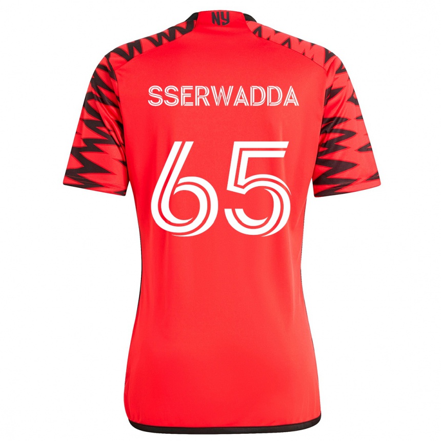 Kids Football Steven Sserwadda #65 Red Black White Away Jersey 2024/25 T-Shirt Uk