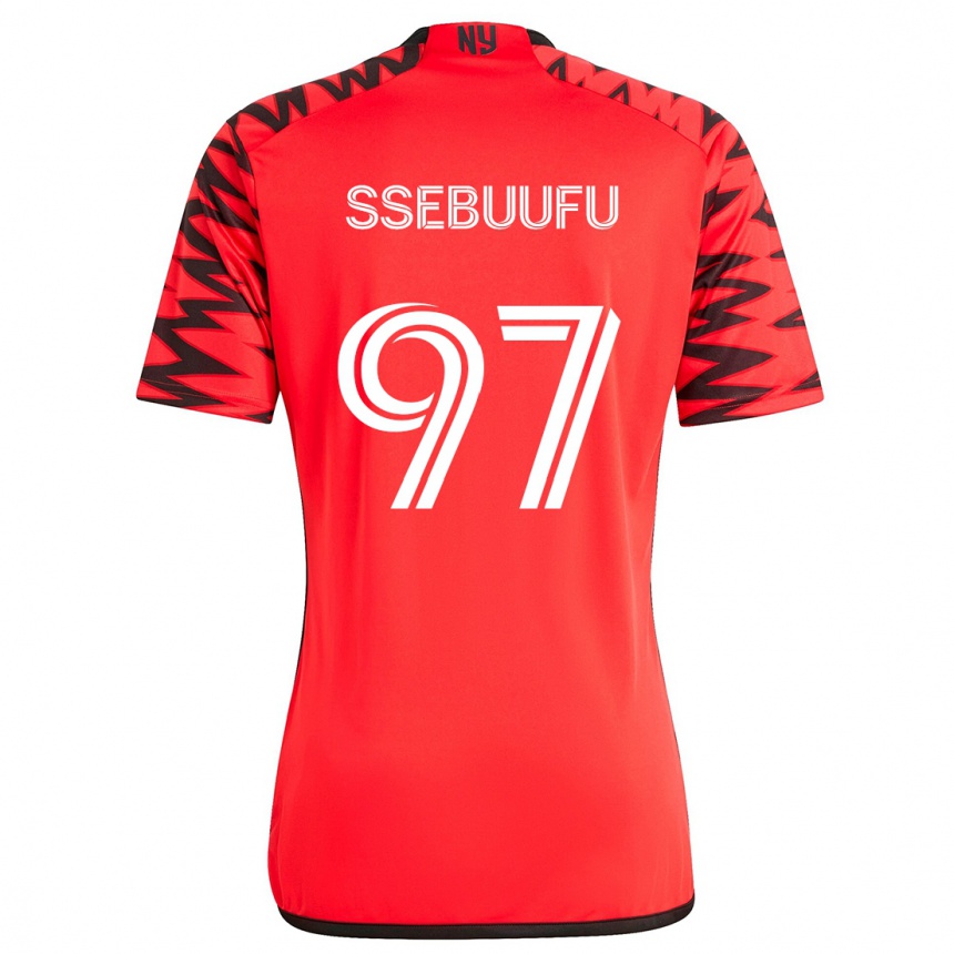 Kids Football Frank Ssebuufu #97 Red Black White Away Jersey 2024/25 T-Shirt Uk