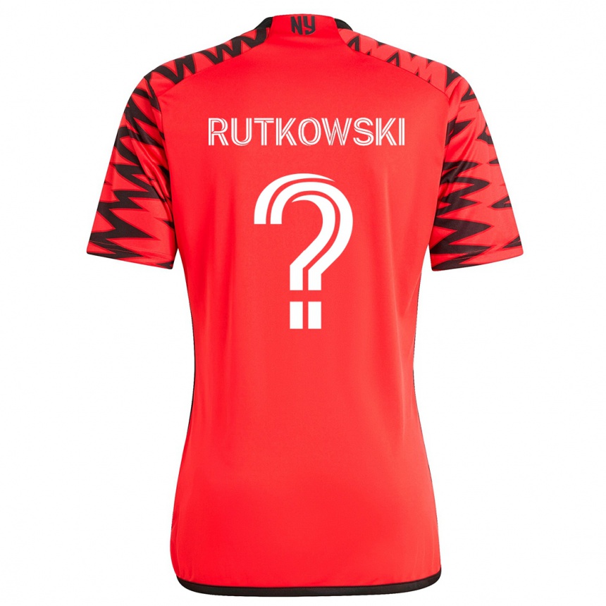 Kids Football Alan Rutkowski #0 Red Black White Away Jersey 2024/25 T-Shirt Uk