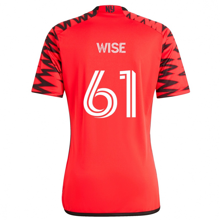 Kids Football Henry Wise #61 Red Black White Away Jersey 2024/25 T-Shirt Uk