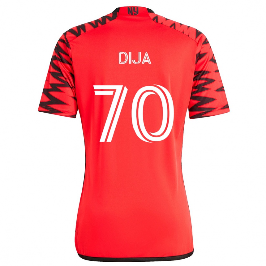 Kids Football Dija #70 Red Black White Away Jersey 2024/25 T-Shirt Uk