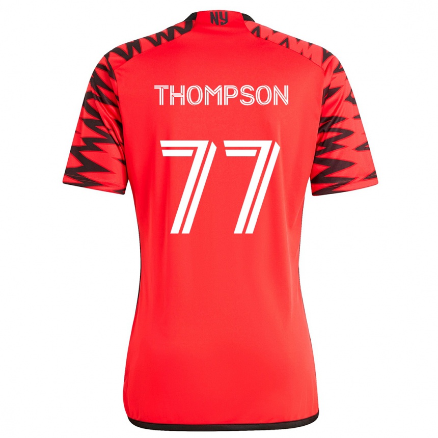 Kids Football Amos Shapiro-Thompson #77 Red Black White Away Jersey 2024/25 T-Shirt Uk