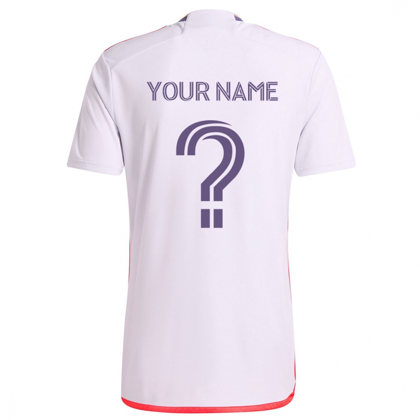 Kids Football Your Name #0 White Red Purple Away Jersey 2024/25 T-Shirt Uk