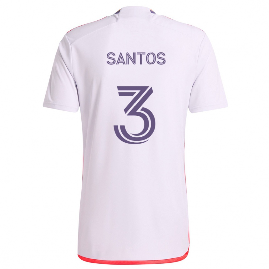 Kids Football Rafael Santos #3 White Red Purple Away Jersey 2024/25 T-Shirt Uk