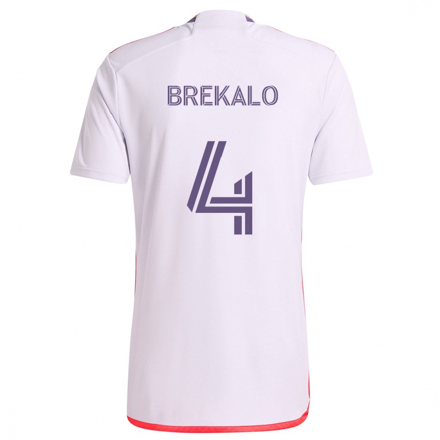 Kids Football David Brekalo #4 White Red Purple Away Jersey 2024/25 T-Shirt Uk