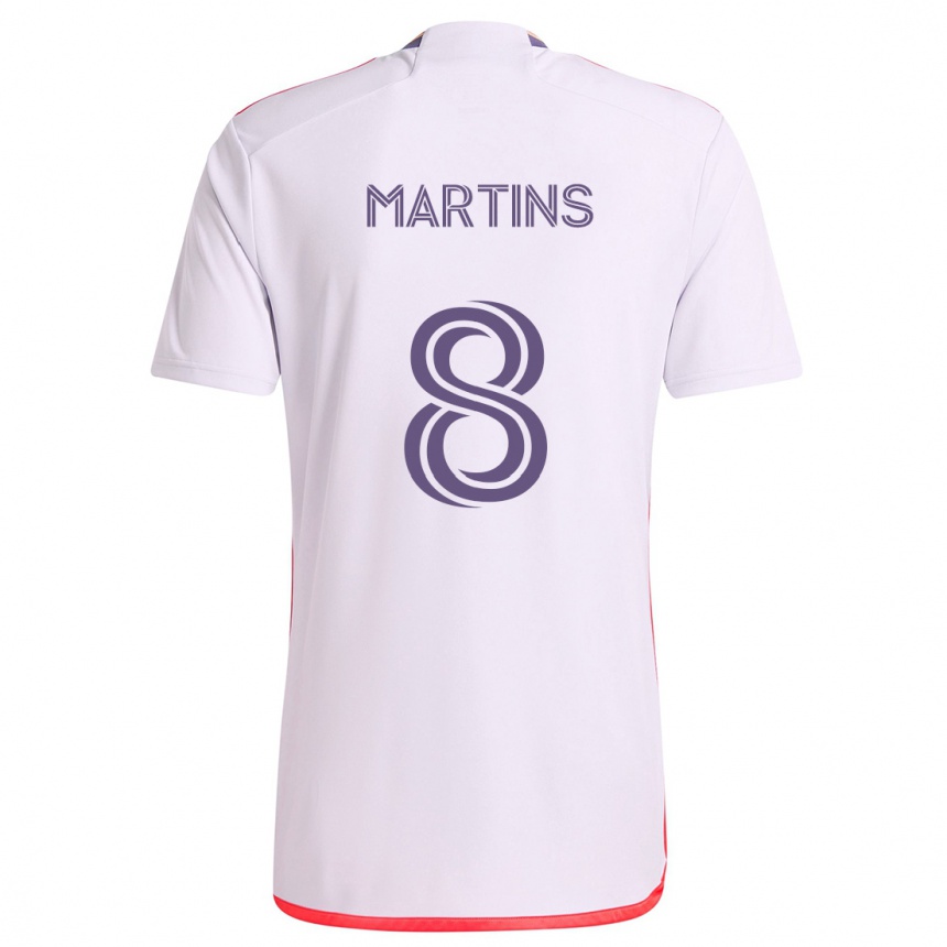 Kids Football Felipe Martins #8 White Red Purple Away Jersey 2024/25 T-Shirt Uk