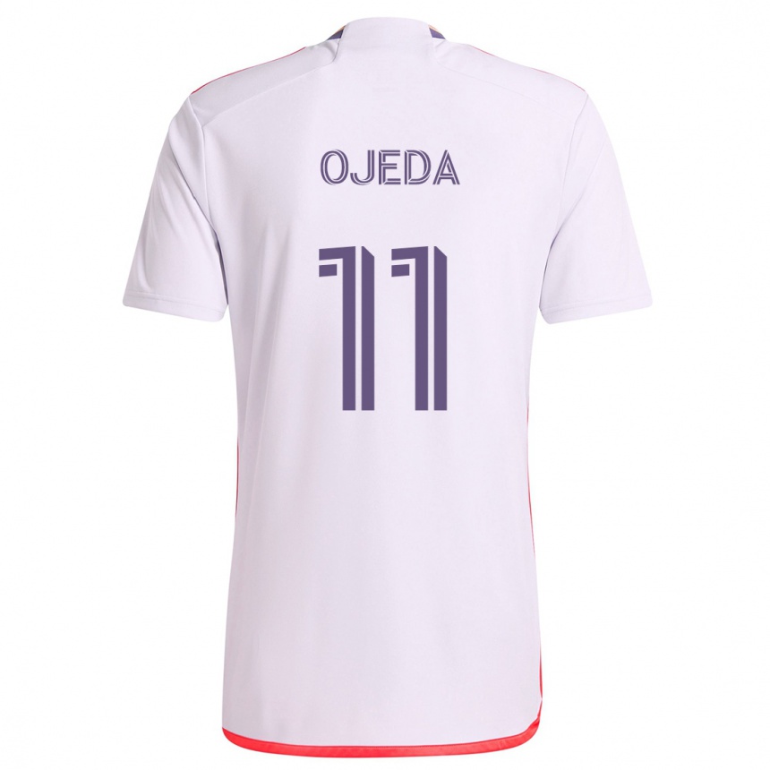 Kids Football Martín Ojeda #11 White Red Purple Away Jersey 2024/25 T-Shirt Uk