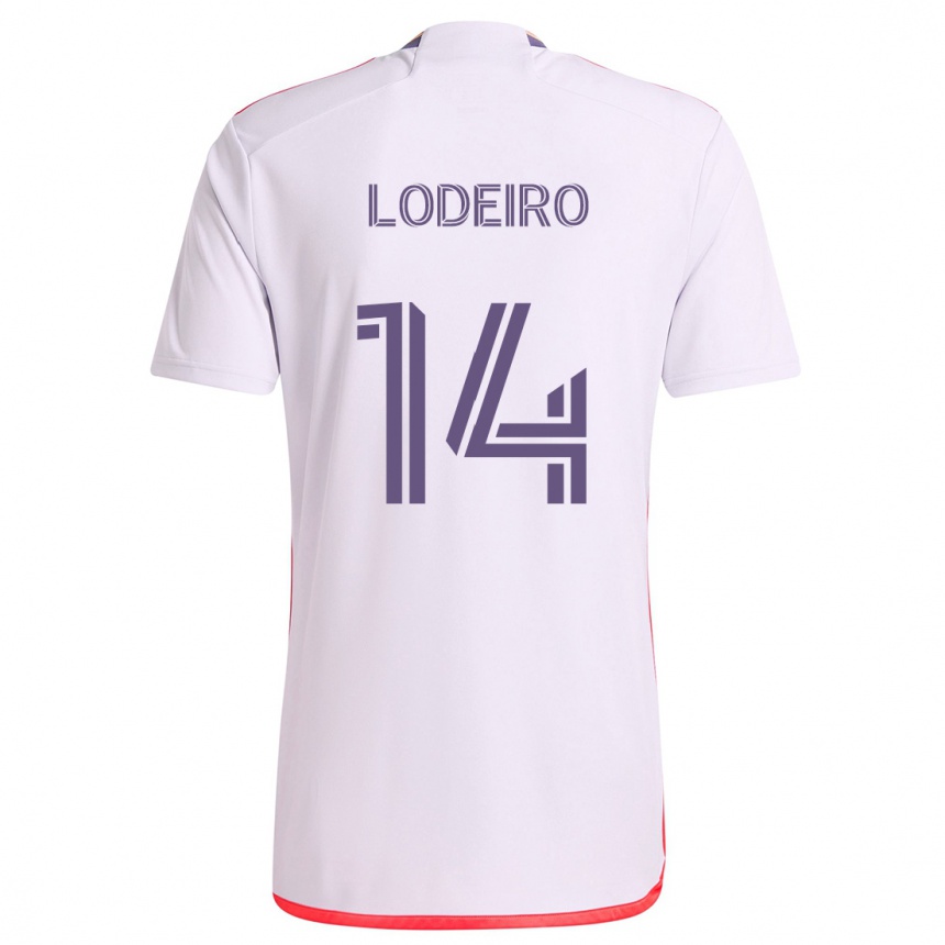 Kids Football Nicolás Lodeiro #14 White Red Purple Away Jersey 2024/25 T-Shirt Uk