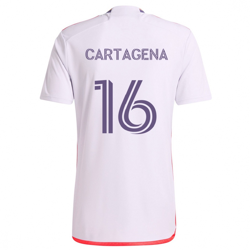 Kids Football Wilder Cartagena #16 White Red Purple Away Jersey 2024/25 T-Shirt Uk