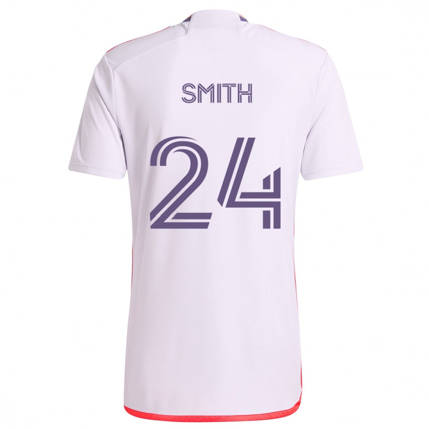 Kids Football Kyle Smith #24 White Red Purple Away Jersey 2024/25 T-Shirt Uk