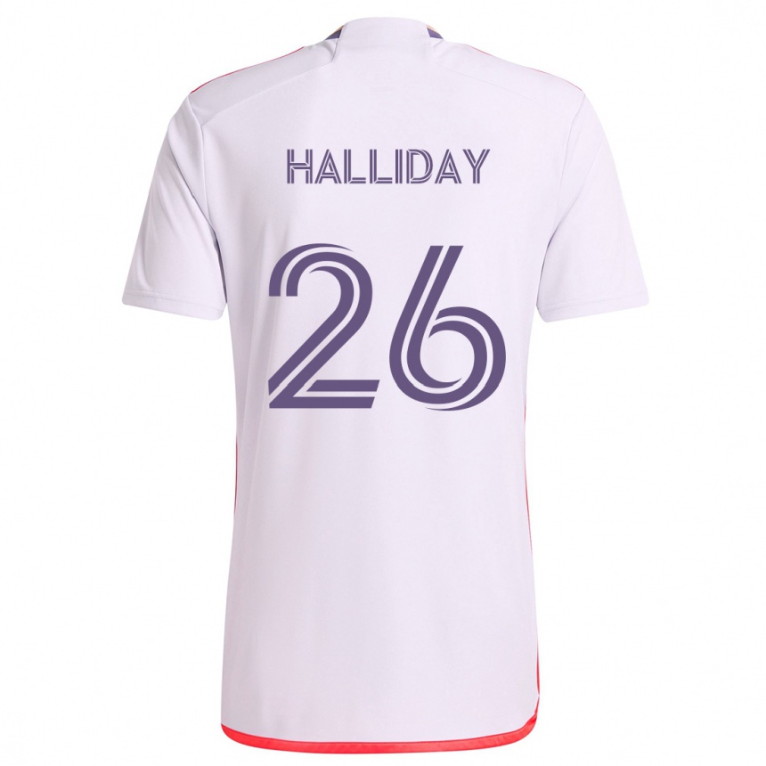 Kids Football Michael Halliday #26 White Red Purple Away Jersey 2024/25 T-Shirt Uk