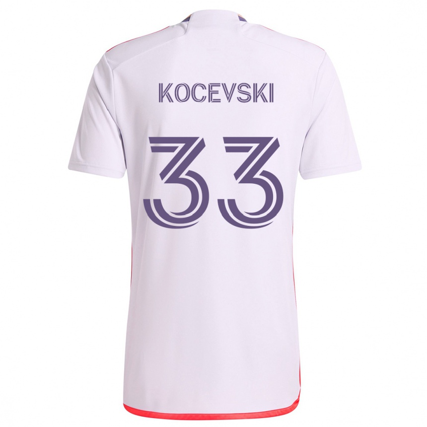 Kids Football Jeorgio Kocevski #33 White Red Purple Away Jersey 2024/25 T-Shirt Uk