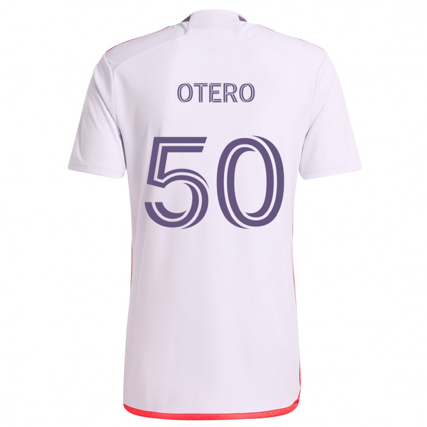 Kids Football Javier Otero #50 White Red Purple Away Jersey 2024/25 T-Shirt Uk