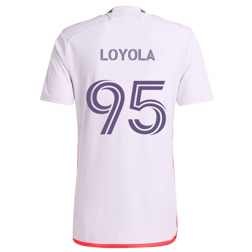 Kids Football Favian Loyola #95 White Red Purple Away Jersey 2024/25 T-Shirt Uk