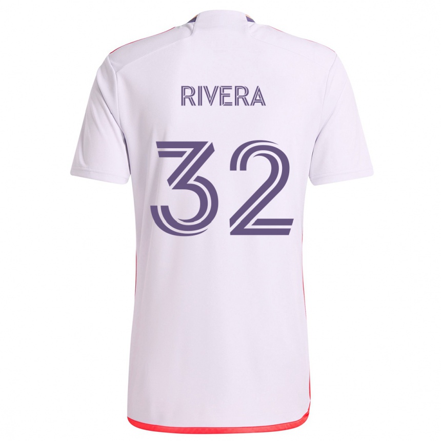 Kids Football Wilfredo Rivera #32 White Red Purple Away Jersey 2024/25 T-Shirt Uk