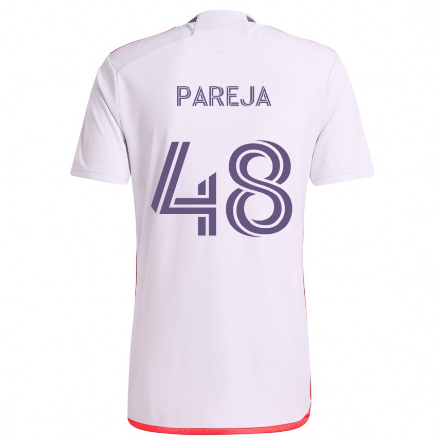 Kids Football Diego Pareja #48 White Red Purple Away Jersey 2024/25 T-Shirt Uk