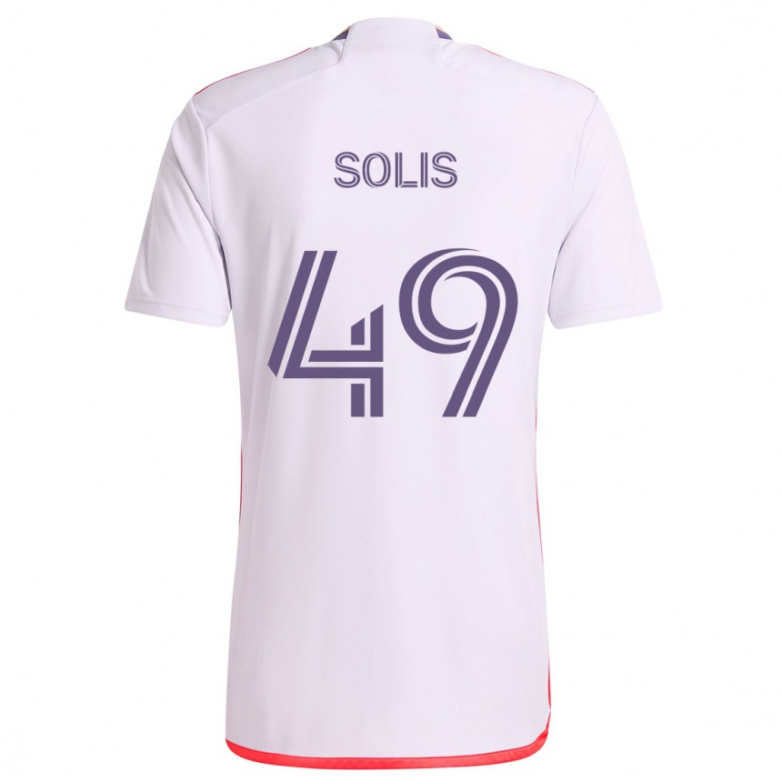 Kids Football Jhon Solís #49 White Red Purple Away Jersey 2024/25 T-Shirt Uk