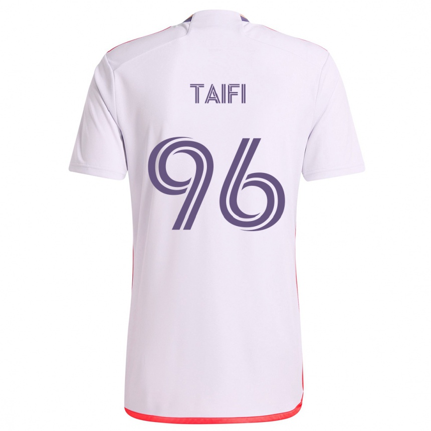 Kids Football Zakaria Taifi #96 White Red Purple Away Jersey 2024/25 T-Shirt Uk