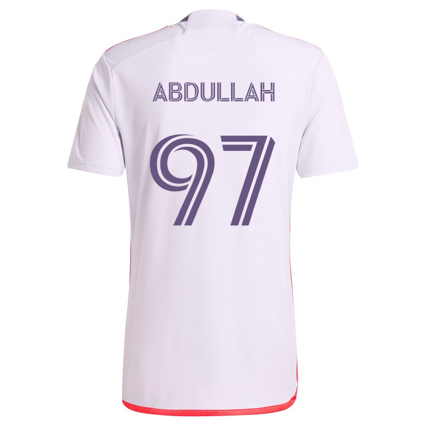 Kids Football Majed Abdullah #97 White Red Purple Away Jersey 2024/25 T-Shirt Uk