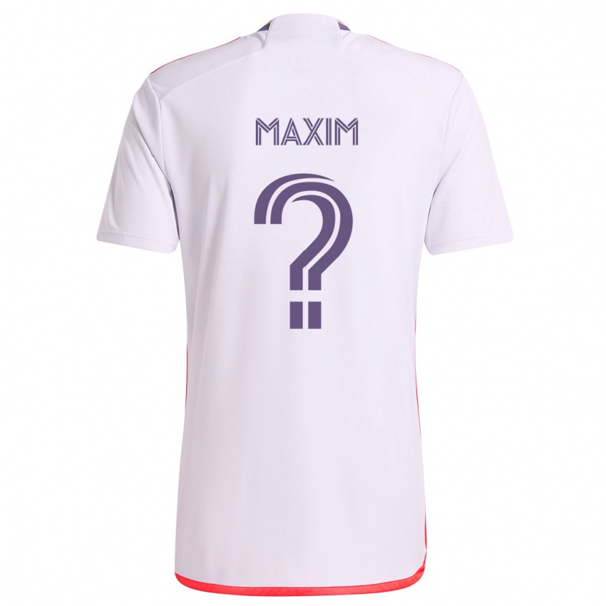 Kids Football Luca Maxim #0 White Red Purple Away Jersey 2024/25 T-Shirt Uk