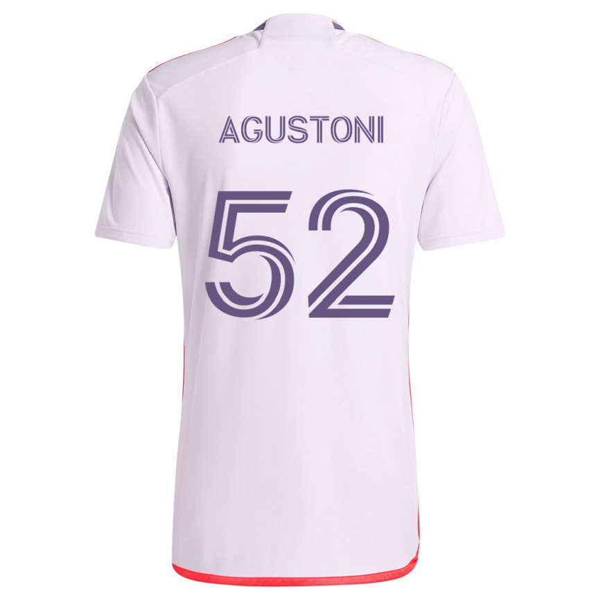 Kids Football Gonzalo Agustoni #52 White Red Purple Away Jersey 2024/25 T-Shirt Uk