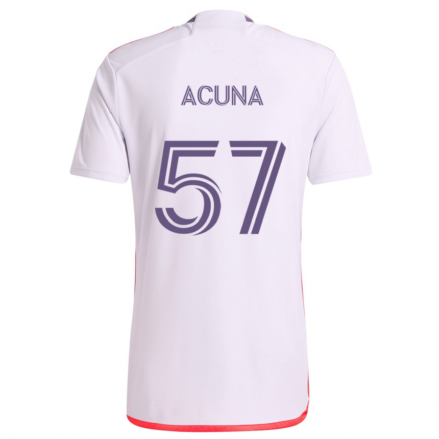 Kids Football Cristofer Acuña #57 White Red Purple Away Jersey 2024/25 T-Shirt Uk