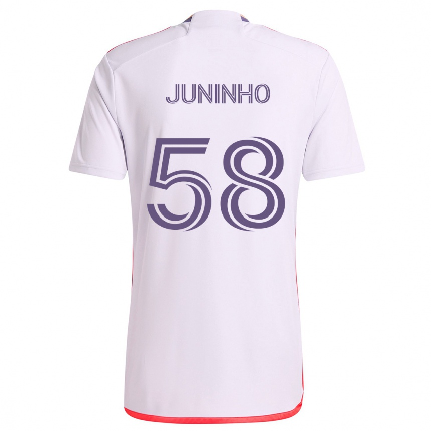 Kids Football Juninho #58 White Red Purple Away Jersey 2024/25 T-Shirt Uk