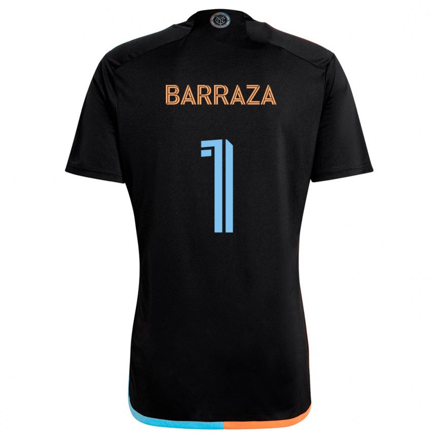 Kids Football Luis Barraza #1 Black Orange Blue Away Jersey 2024/25 T-Shirt Uk